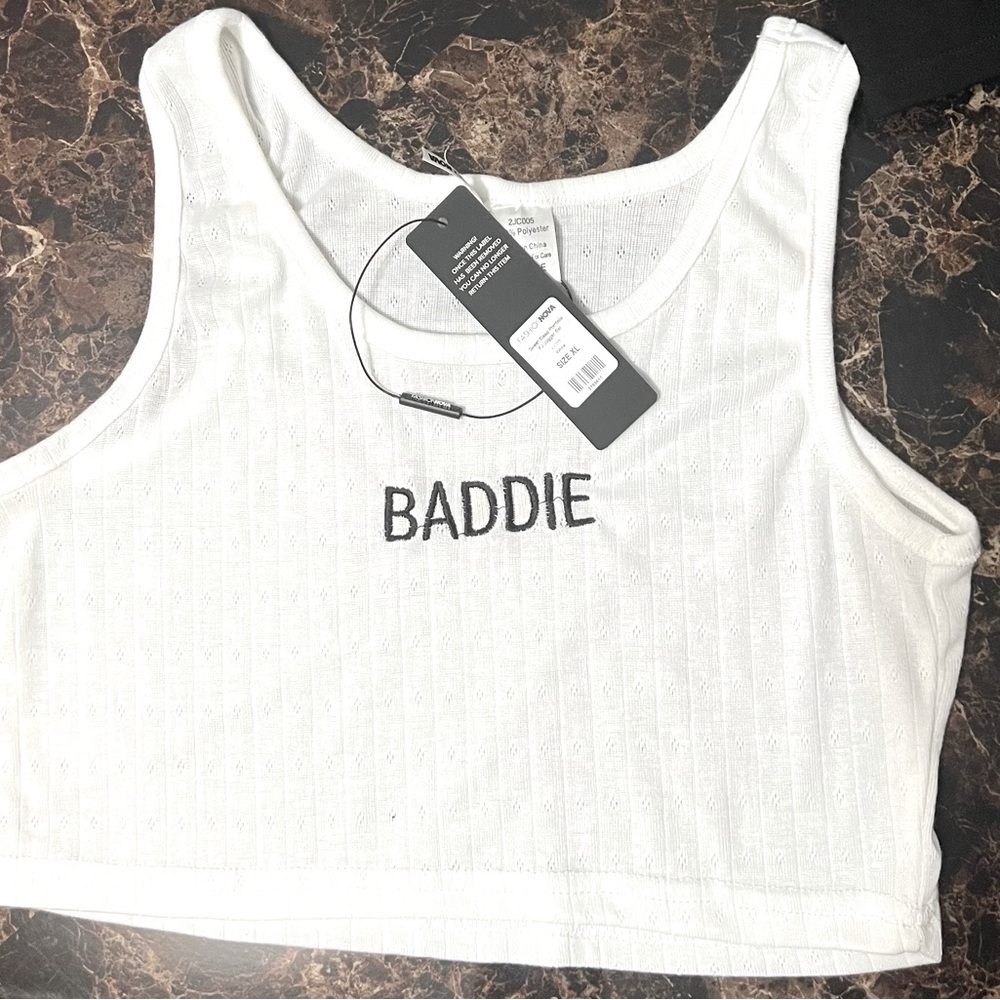 Fashion Nova - Crop Tank Top - White - Baddie - Size XL